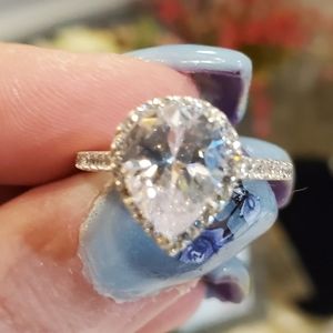Estate 2ct pear CZ ring engagement